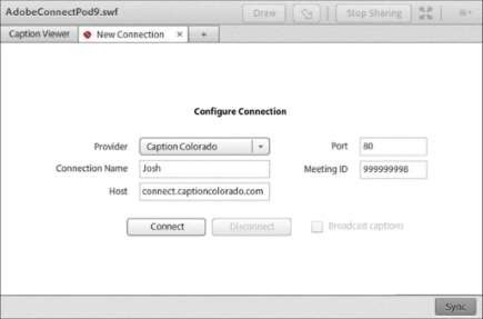 Configure connection dialog